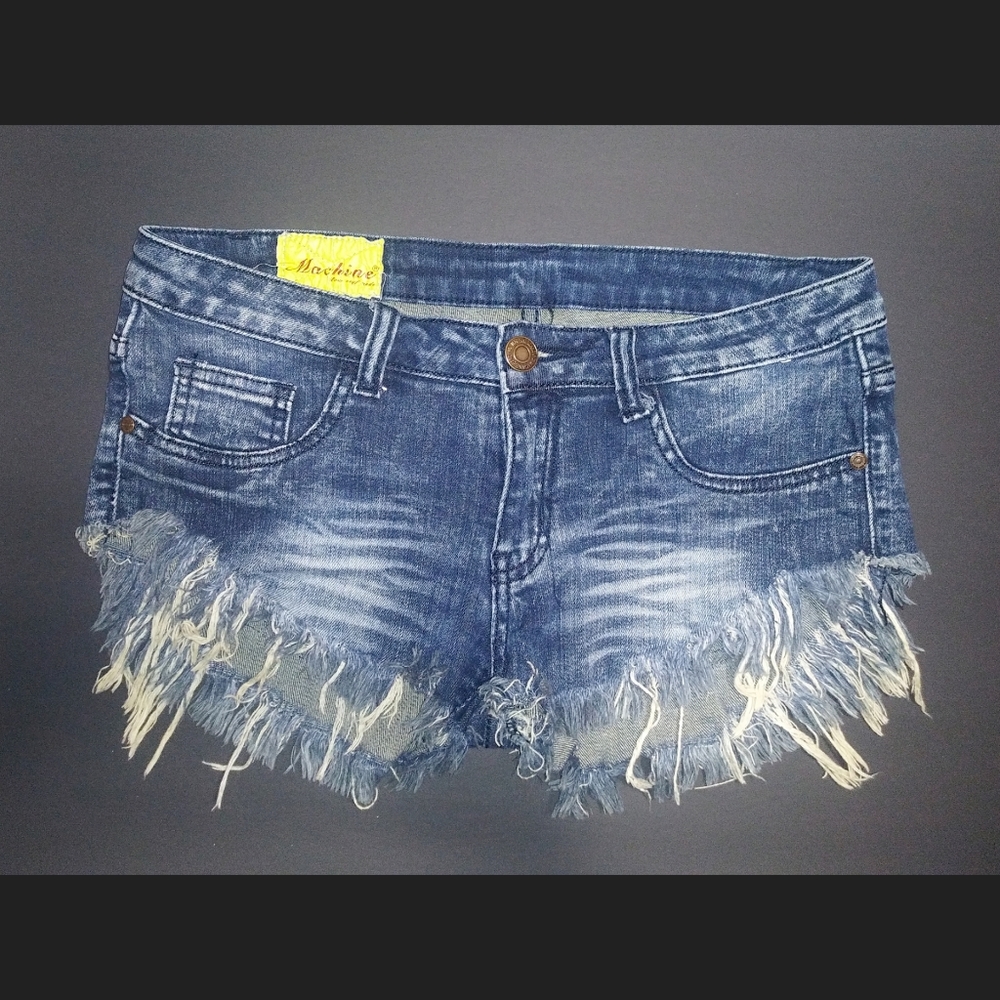 Machine Dark Wash Distressed Shorts